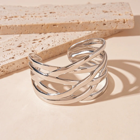 Wholesale Metal Irregular Geometric Opening Bracelet Electroplated Jewelry For Women