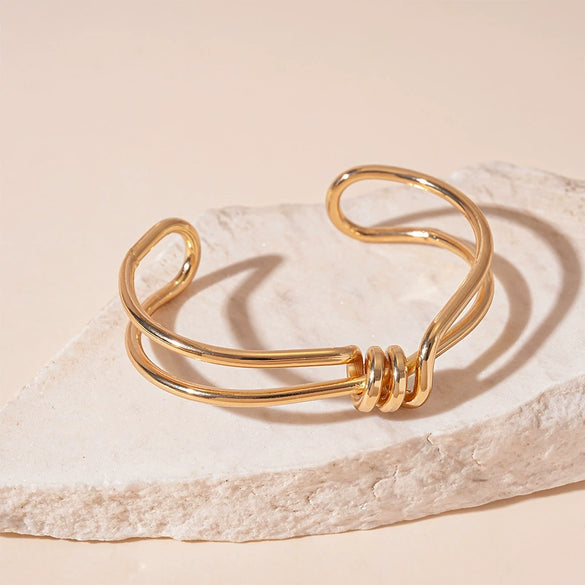 Wholesale Metal Irregular Geometric Opening Bracelet Electroplated Jewelry For Women