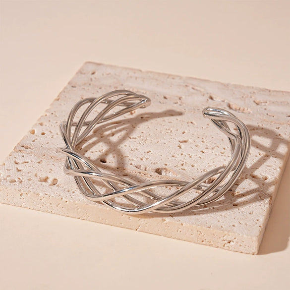 Wholesale Metal Irregular Geometric Opening Bracelet Electroplated Jewelry For Women