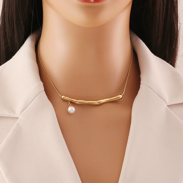 Wholesale Metal Irregular Pleated Clavicle Chain For Women Stainless Steel Geometric Electroplated