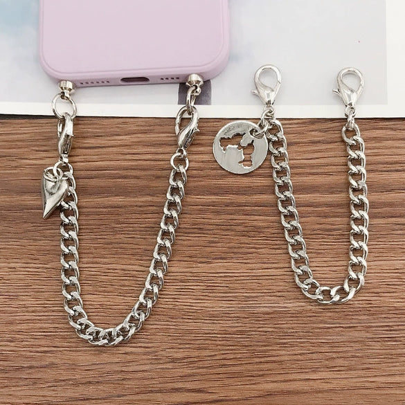 Wholesale Metal Jewelry Accessories Electroplated Love And Chain Pattern Mobile Phone Chain