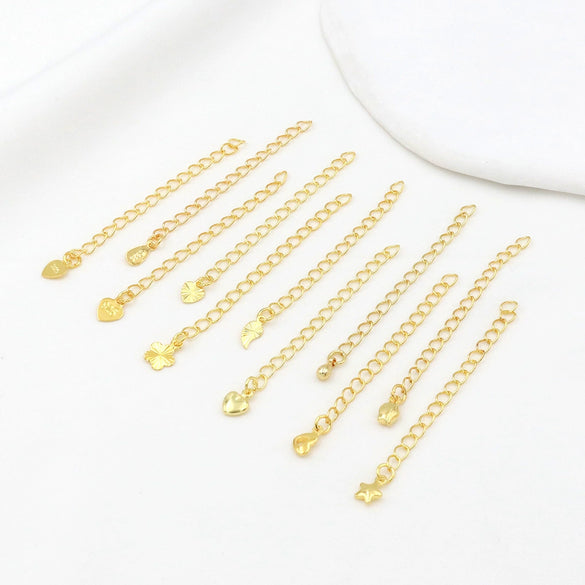 Wholesale Metal Jewelry Accessories Tail Chain Bag Extension Chain Bracelet Necklace 18K Real Gold Electroplated Original Design