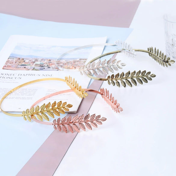 Wholesale Metal Leaf Baroque Headband Electroplated Hair Accessories For Bridal And Unisex Use