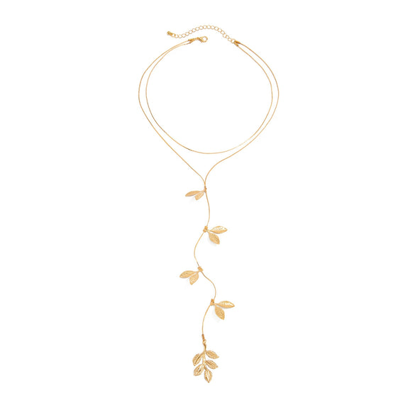 Wholesale Metal Leaf Pendant Tassel Necklace With Electroplating For Women