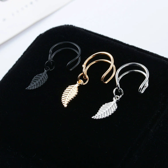 Wholesale Metal Leaf U Shaped Non Pierced Ear Clips Electroplated For Women