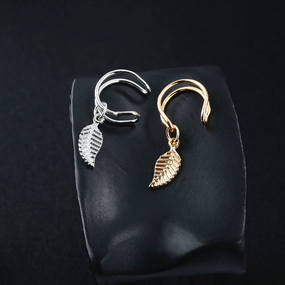 Wholesale Metal Leaf U Shaped Non Pierced Ear Clips Electroplated For Women