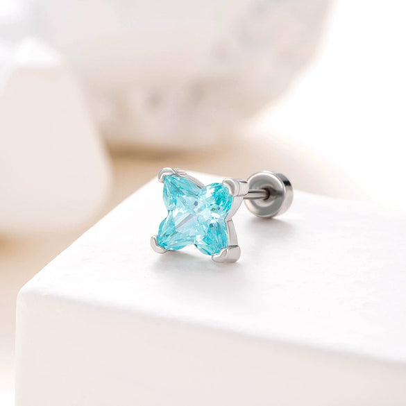 Wholesale Metal Lily Cut Zircon Inlaid Double Head Screw Rod Ear Nail Sweet Style Women's Earrings