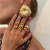 Wholesale Metal Liquid Lava Geometric Ring For Women With Electroplating Design