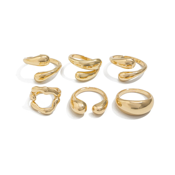 Wholesale Metal Liquid Lava Geometric Ring For Women With Electroplating Design