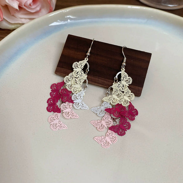 Wholesale Metal Little Fresh Animal And Flower Cut Out Ear Hook Earrings For Women With Electroplating