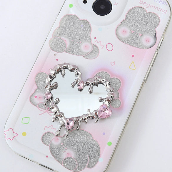 Wholesale Metal Love Butterfly Square Makeup Mirror Accessories With Electroplating For Women In Y2k Style And Irregular Shape
