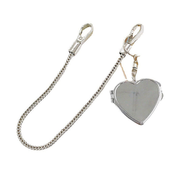 Wholesale Metal Love Shape Doublesided Mirror Pendant Electroplated Portable Chain Folding Cosmetic Mirror Dropresistant Mobile Phone Case Accessories