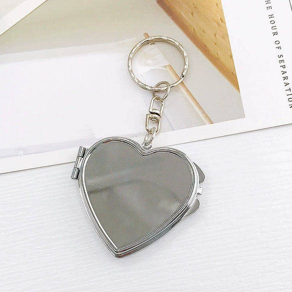 Wholesale Metal Love Shape Doublesided Mirror Pendant Electroplated Portable Chain Folding Cosmetic Mirror Dropresistant Mobile Phone Case Accessories