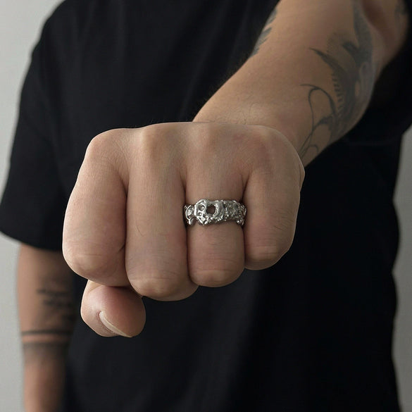 Wholesale Metal Men's Hiphop Geometric Zinc Alloy Ring With Electroplating
