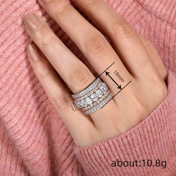 Wholesale Metal Microinlaid Geometric Oval Zircon Women's Ring Copper Jewelry