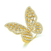 Wholesale Metal Microinlaid Zircon Butterfly Open Ring With Electroplating For Women