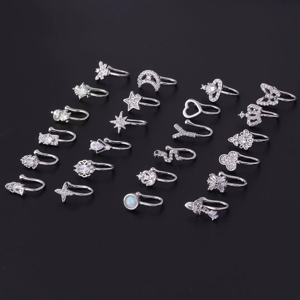 Wholesale Metal Microinlaid Zircon Geometric Nose Ornaments Electroplated Fashion Jewelry For Women