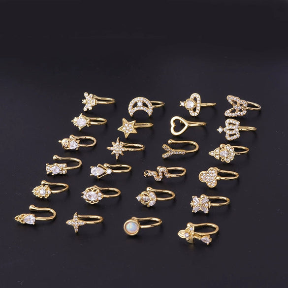 Wholesale Metal Microinlaid Zircon Geometric Nose Ornaments Electroplated Fashion Jewelry For Women