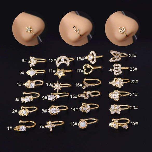 Wholesale Metal Microinlaid Zircon Geometric Nose Ornaments Electroplated Fashion Jewelry For Women