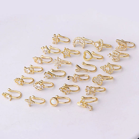 Wholesale Metal Microinlaid Zircon Geometric Nose Ornaments Electroplated Fashion Jewelry For Women
