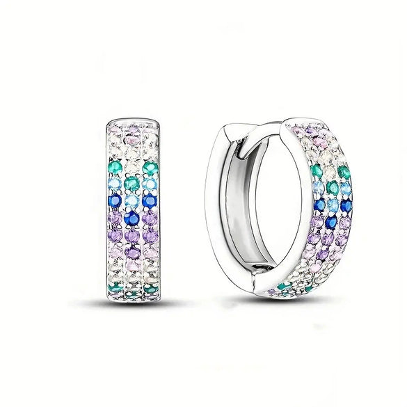 Wholesale Metal Microinlaid Zircon Women's Earrings Copper Geometric Style