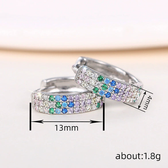 Wholesale Metal Microinlaid Zircon Women's Earrings Copper Geometric Style