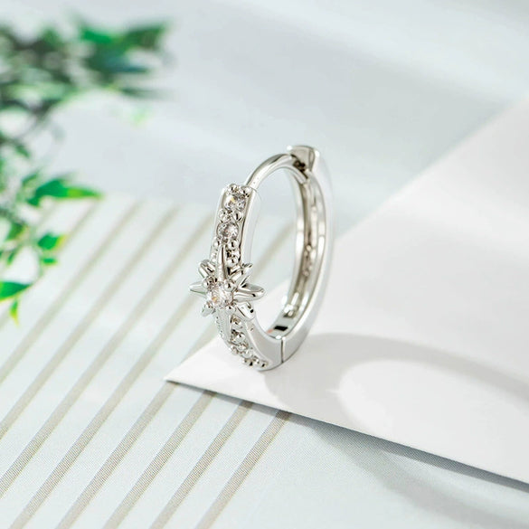 Wholesale Metal Microinlaid Zirconia Star Earrings
