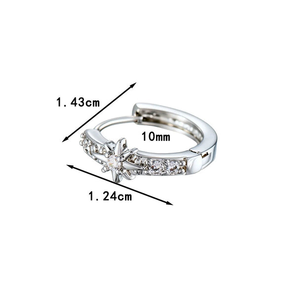 Wholesale Metal Microinlaid Zirconia Star Earrings