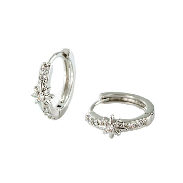 Wholesale Metal Microinlaid Zirconia Star Earrings