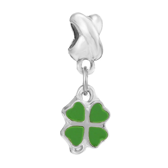 Wholesale Metal Minimalist Fourleaf Clover Totem Diamondencrusted Spring Flower Pendant Diy Bracelet Accessories With Electroplating