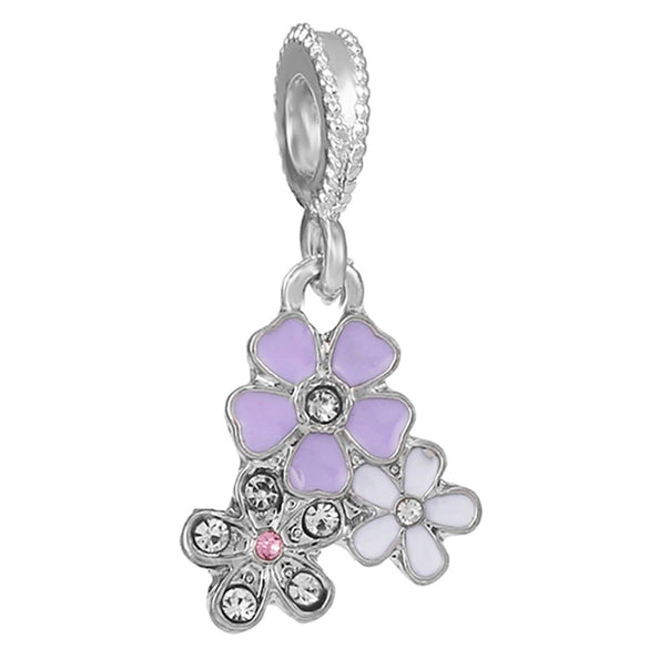 Wholesale Metal Minimalist Fourleaf Clover Totem Diamondencrusted Spring Flower Pendant Diy Bracelet Accessories With Electroplating