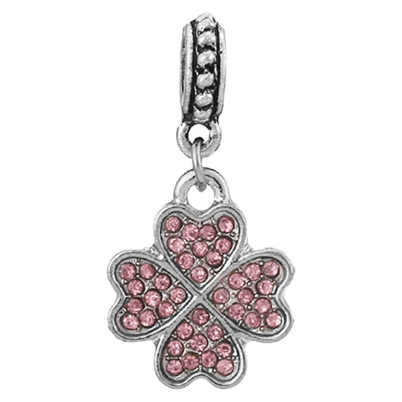 Wholesale Metal Minimalist Fourleaf Clover Totem Diamondencrusted Spring Flower Pendant Diy Bracelet Accessories With Electroplating