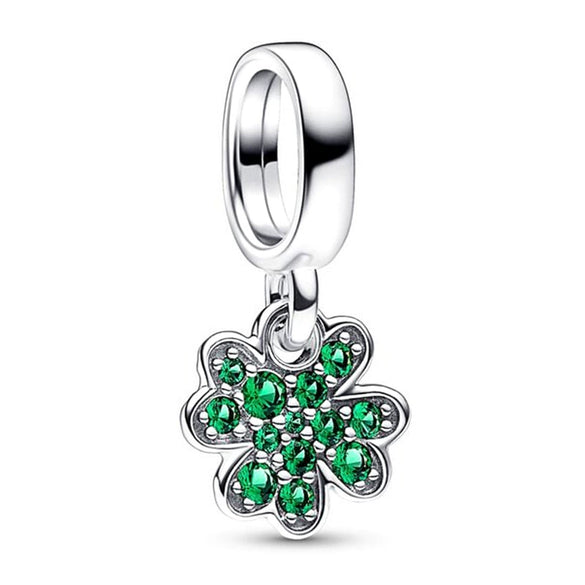 Wholesale Metal Minimalist Fourleaf Clover Totem Diamondencrusted Spring Flower Pendant Diy Bracelet Accessories With Electroplating