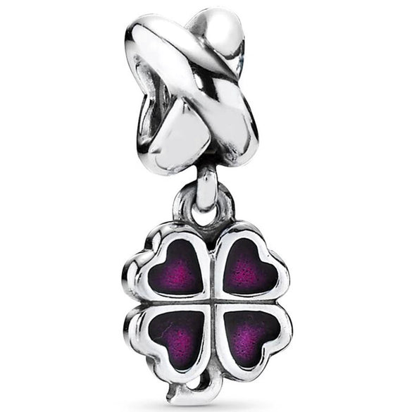 Wholesale Metal Minimalist Fourleaf Clover Totem Diamondencrusted Spring Flower Pendant Diy Bracelet Accessories With Electroplating