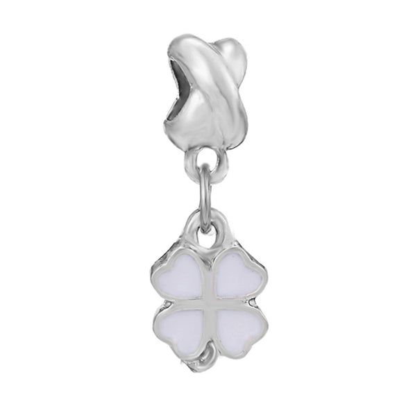 Wholesale Metal Minimalist Fourleaf Clover Totem Diamondencrusted Spring Flower Pendant Diy Bracelet Accessories With Electroplating