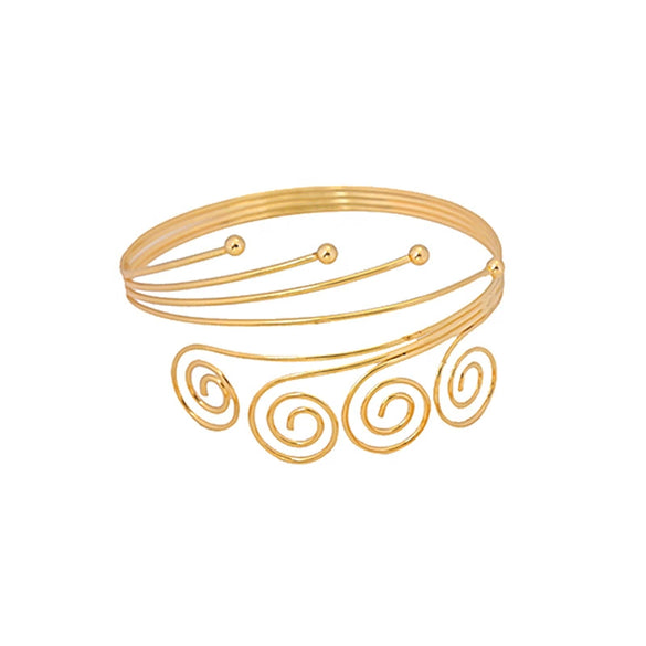 Wholesale Metal Multi Layer Geometric Spiral Arm Ring And Arm Bracelet With Exaggerated Design