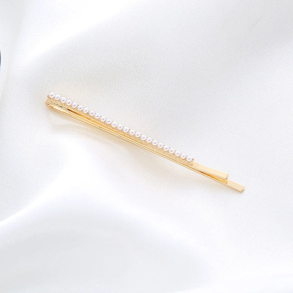 Wholesale Metal Natural Geometric Style Electroplated Women's Pearl Side Hair Clip Hair Accessory