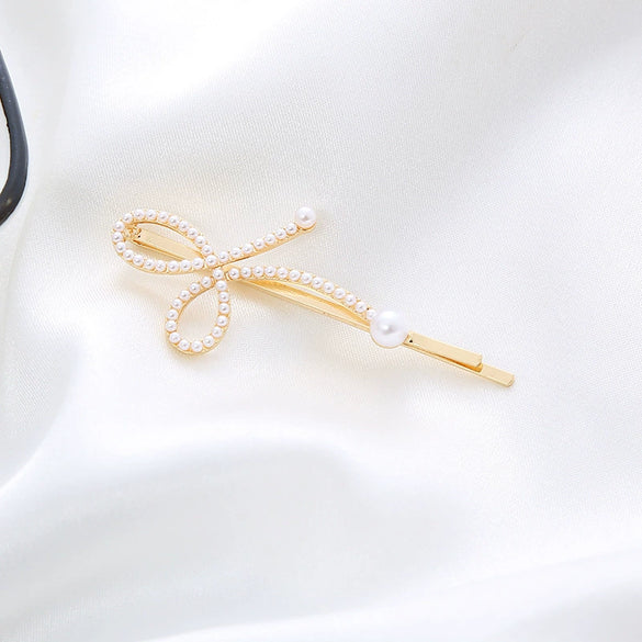 Wholesale Metal Natural Geometric Style Electroplated Women's Pearl Side Hair Clip Hair Accessory