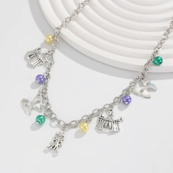 Wholesale Metal Oil Drop Geometric Pendant Necklace With Imitation Pearl Chain For Women Electroplated Alloy Pendant