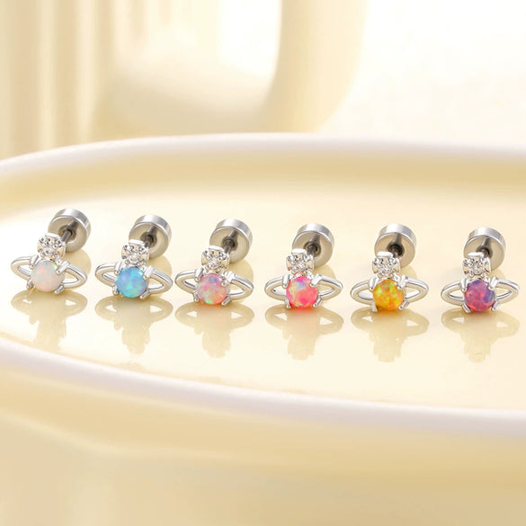Wholesale Metal Opal Saturn Ear Nails With Geometric Pattern For Women