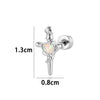 Wholesale Metal Opal Zircon Titanium Steel Heart Shape Cross Screw Stud Piercing Earrings Set With Gems