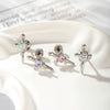 Wholesale Metal Opal Zircon Titanium Steel Heart Shape Cross Screw Stud Piercing Earrings Set With Gems