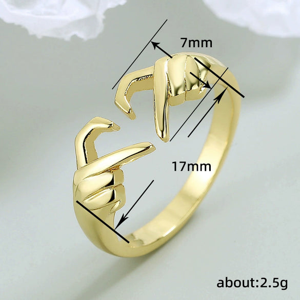 Wholesale Metal Open Ring For Women Heart Shape Copper Electroplated Retro Style