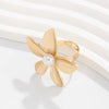 Wholesale Metal Open Ring With Imitation Pearl Flower And Geometric Design Electroplated For Women