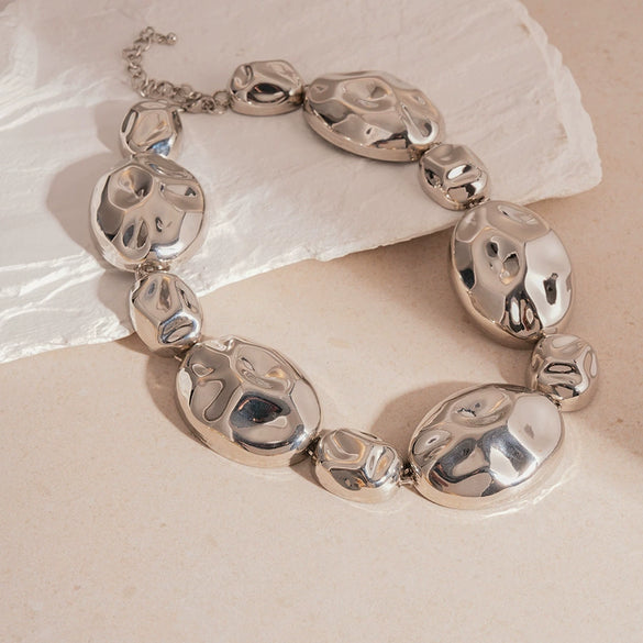 Wholesale Metal Oval Earrings And Necklace Set With Cross Crown Roman Numerals Pattern For Women Electroplated Light Luxury Style Clavicle Chain