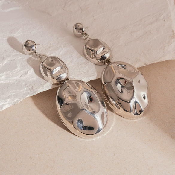 Wholesale Metal Oval Earrings And Necklace Set With Cross Crown Roman Numerals Pattern For Women Electroplated Light Luxury Style Clavicle Chain