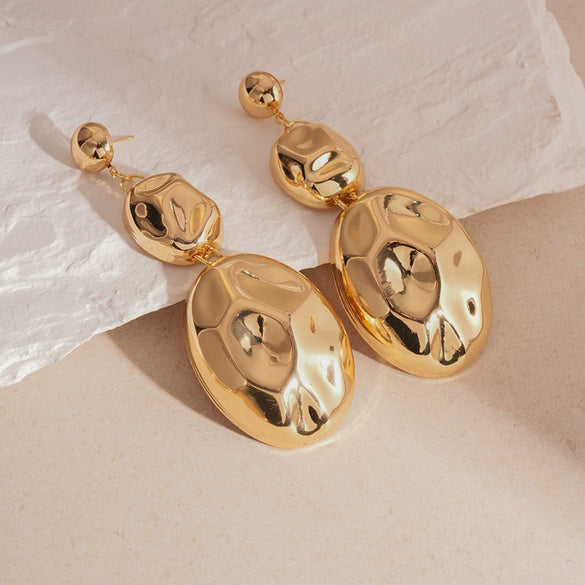 Wholesale Metal Oval Earrings And Necklace Set With Cross Crown Roman Numerals Pattern For Women Electroplated Light Luxury Style Clavicle Chain