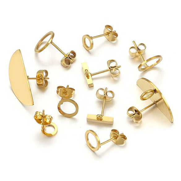 Wholesale Metal Oval Fan Diy Earrings With Vacuum Color Retention And Electroplating Waterproof Jewelry Pendant Earrings