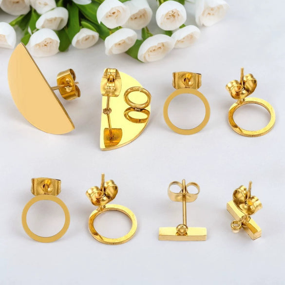 Wholesale Metal Oval Fan Diy Earrings With Vacuum Color Retention And Electroplating Waterproof Jewelry Pendant Earrings
