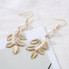 Wholesale Metal Pearl Leaf Earrings Electroplated For Women Simple Geometric Style
